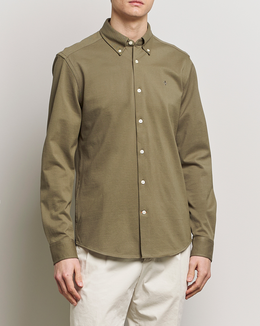 Herre | Skjorter | Morris | Eddie Slim Fit Pique Shirt Olive