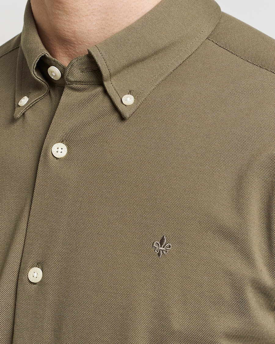 Herre | Skjorter | Morris | Eddie Slim Fit Pique Shirt Olive