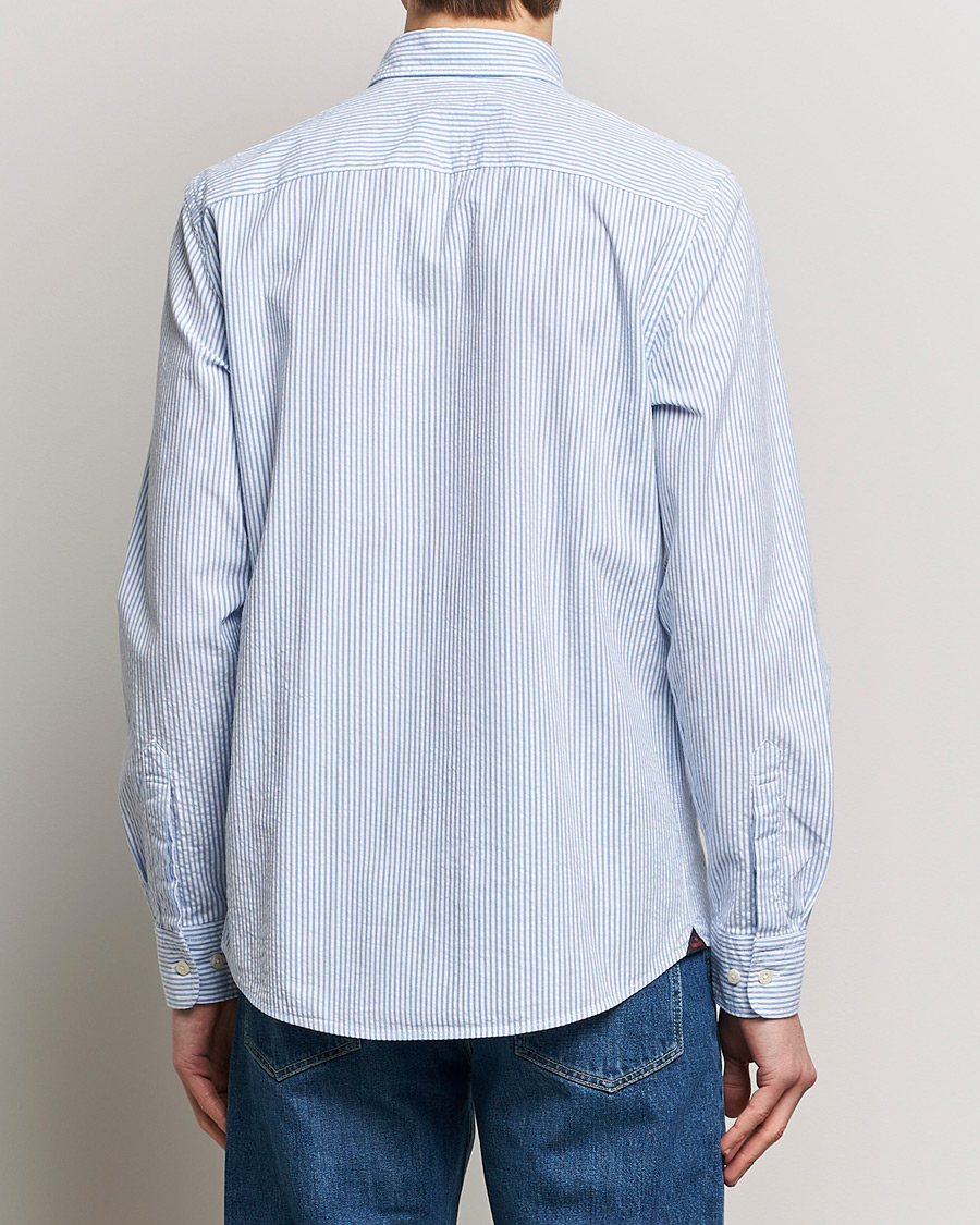 Herre | Skjorter | Morris | Slim Fit Seersucker Shirt Light Blue