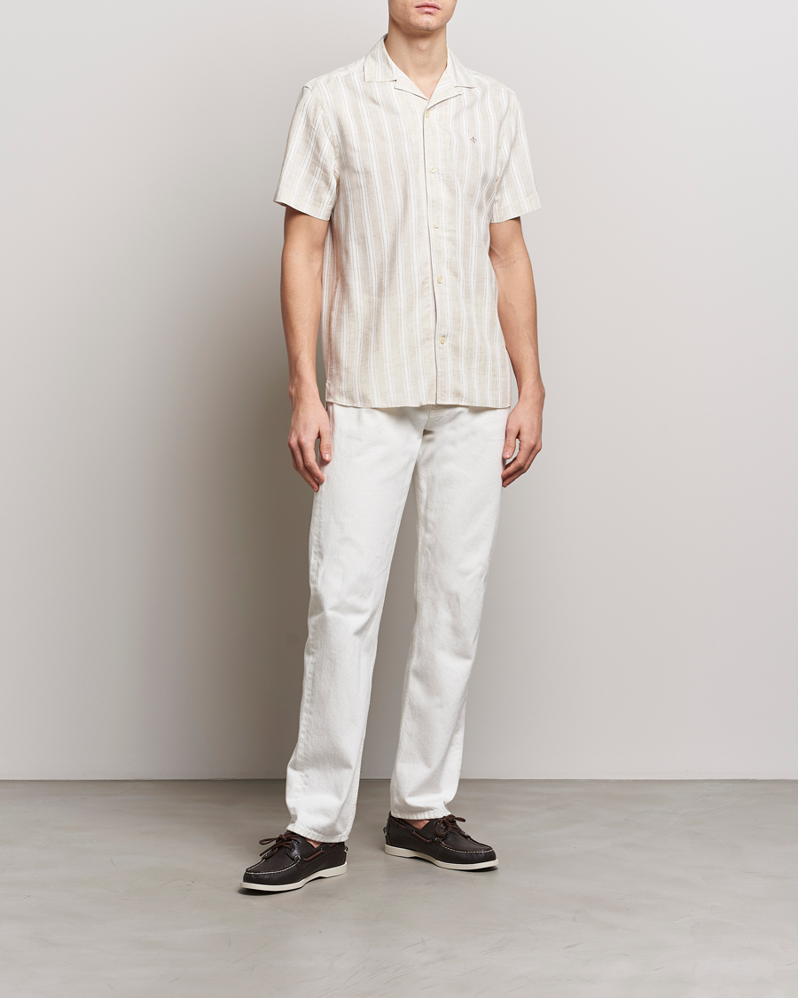Herre | Skjorter | Morris | Printed Short Sleeve Shirt Off White