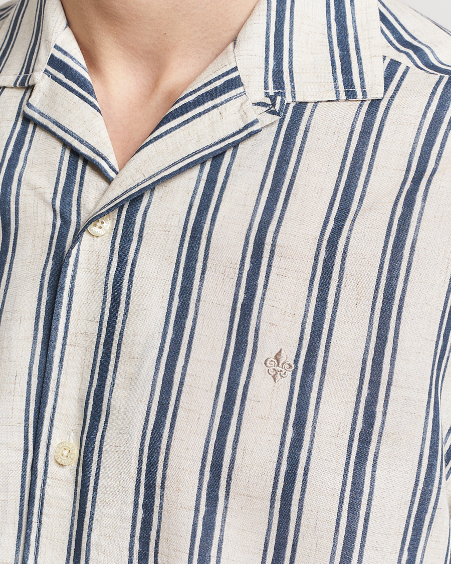 Herre | Skjorter | Morris | Printed Short Sleeve Shirt Navy/Beige