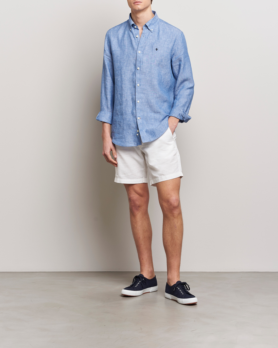 Herre | Skjorter | Morris | Douglas Linen Button Down Shirt Blue