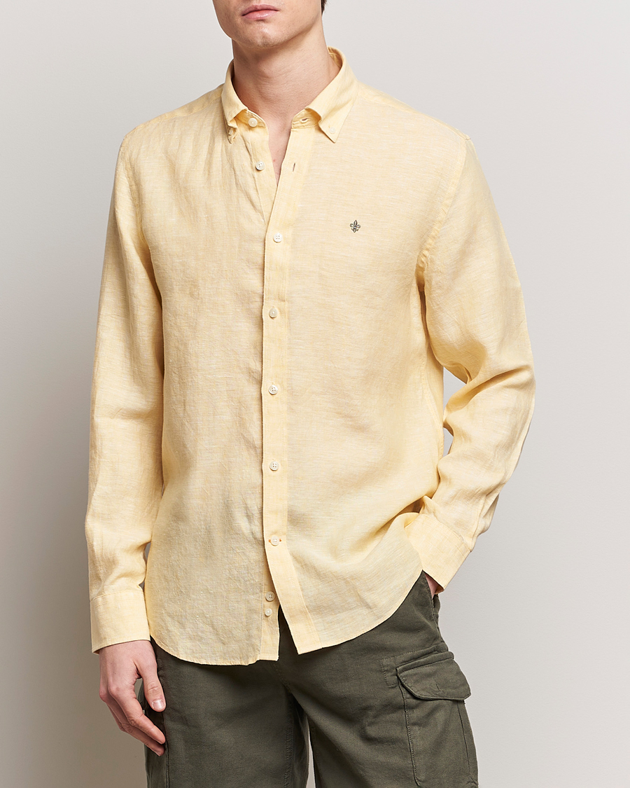 Herr | Linneskjortor | Morris | Douglas Linen Button Down Shirt Yellow
