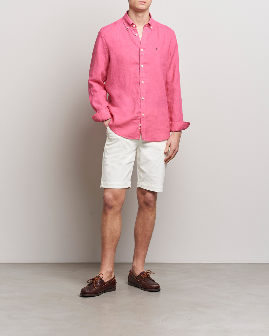 Herre | Skjorter | Morris | Douglas Linen Button Down Shirt Cerise