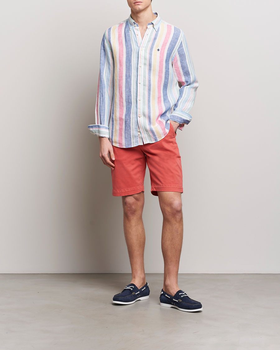 Herre | Skjorter | Morris | Happy Linen Stripe Shirt Light Blue