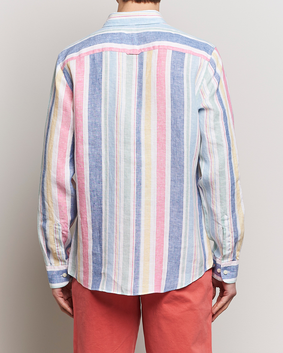 Herre | Skjorter | Morris | Happy Linen Stripe Shirt Light Blue