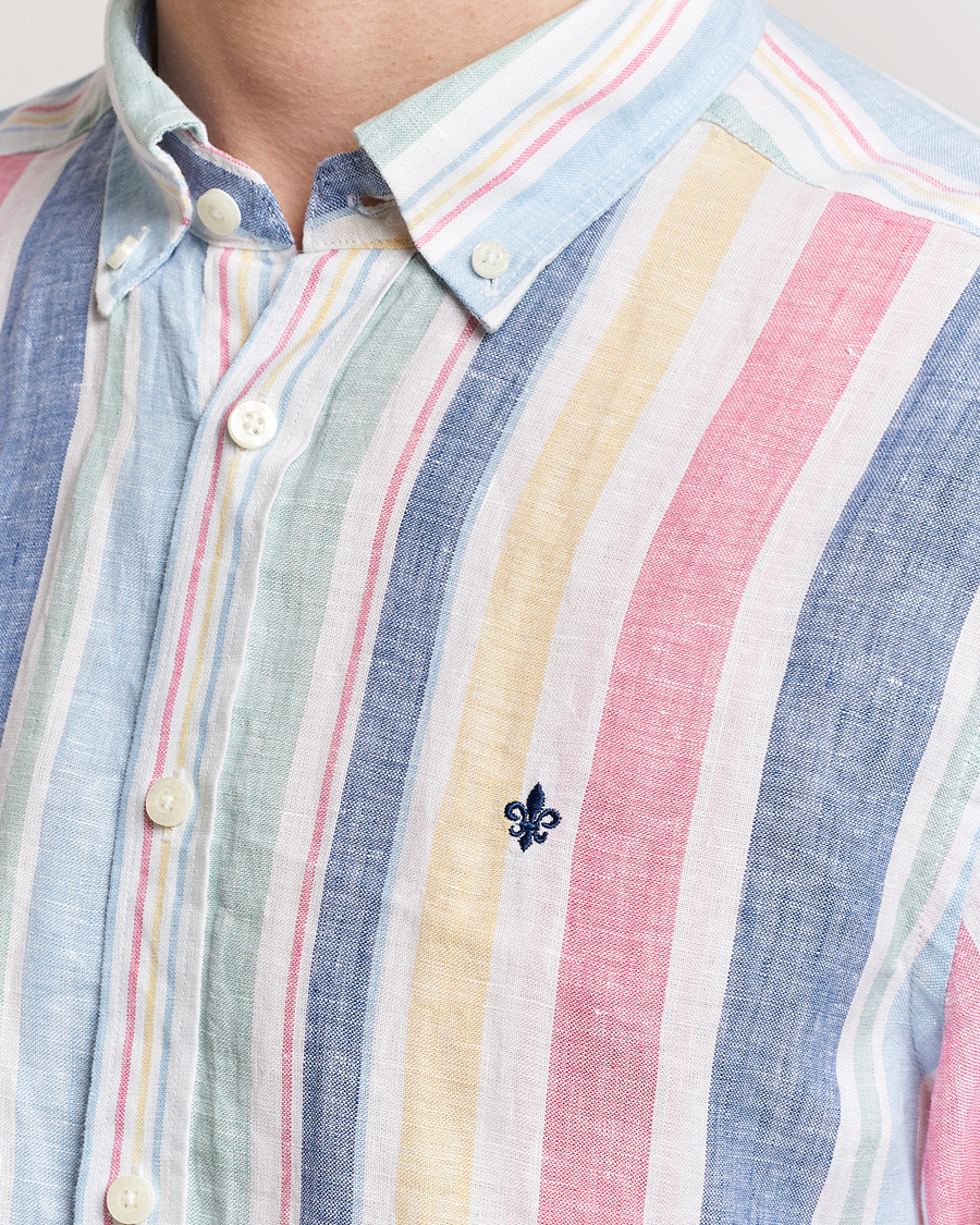 Herre | Skjorter | Morris | Happy Linen Stripe Shirt Light Blue
