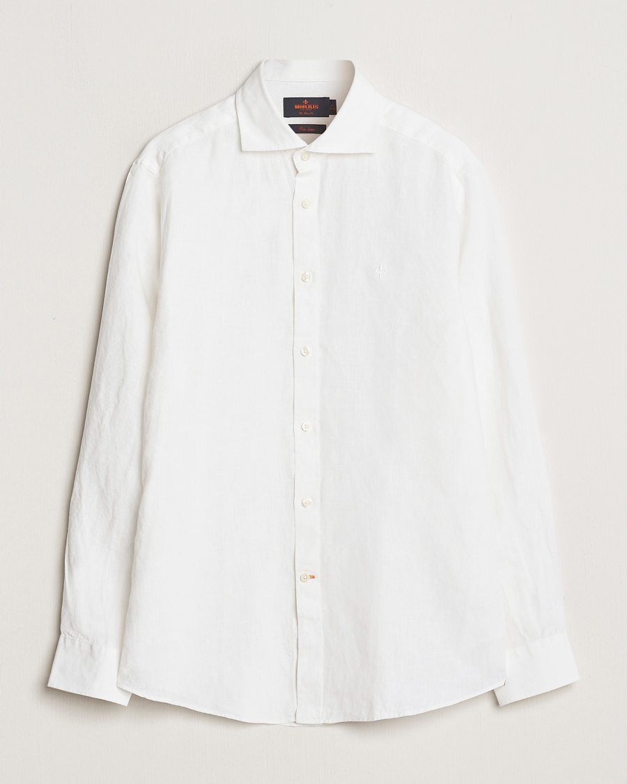 Herre | Skjorter | Morris | Slim Fit Linen Cut Away Shirt White