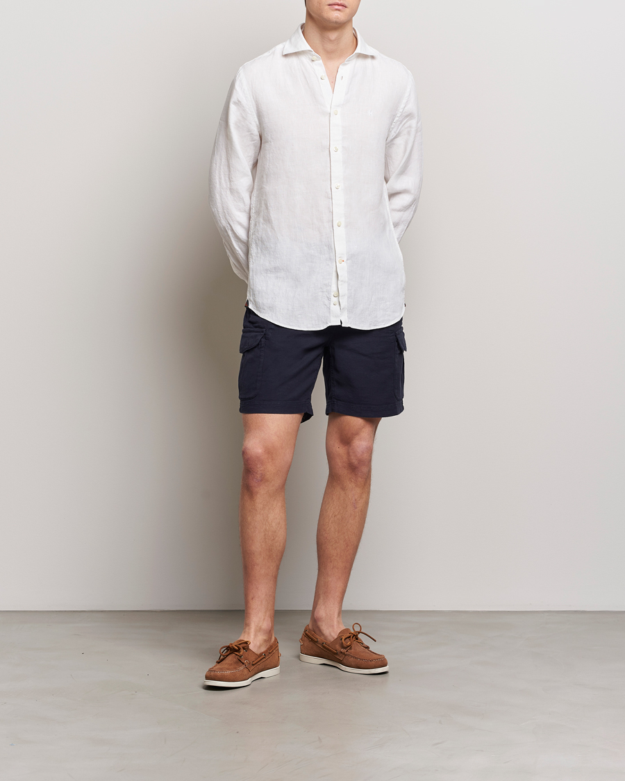 Herre | Skjorter | Morris | Slim Fit Linen Cut Away Shirt White