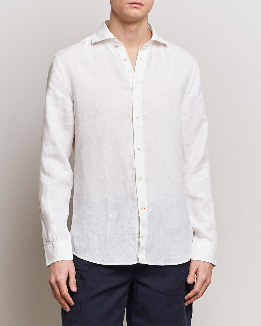 Herre | Preppy Authentic | Morris | Slim Fit Linen Cut Away Shirt White