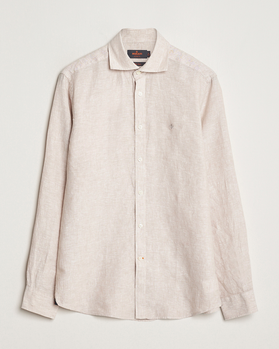 Herre | Skjorter | Morris | Slim Fit Linen Cut Away Shirt Khaki