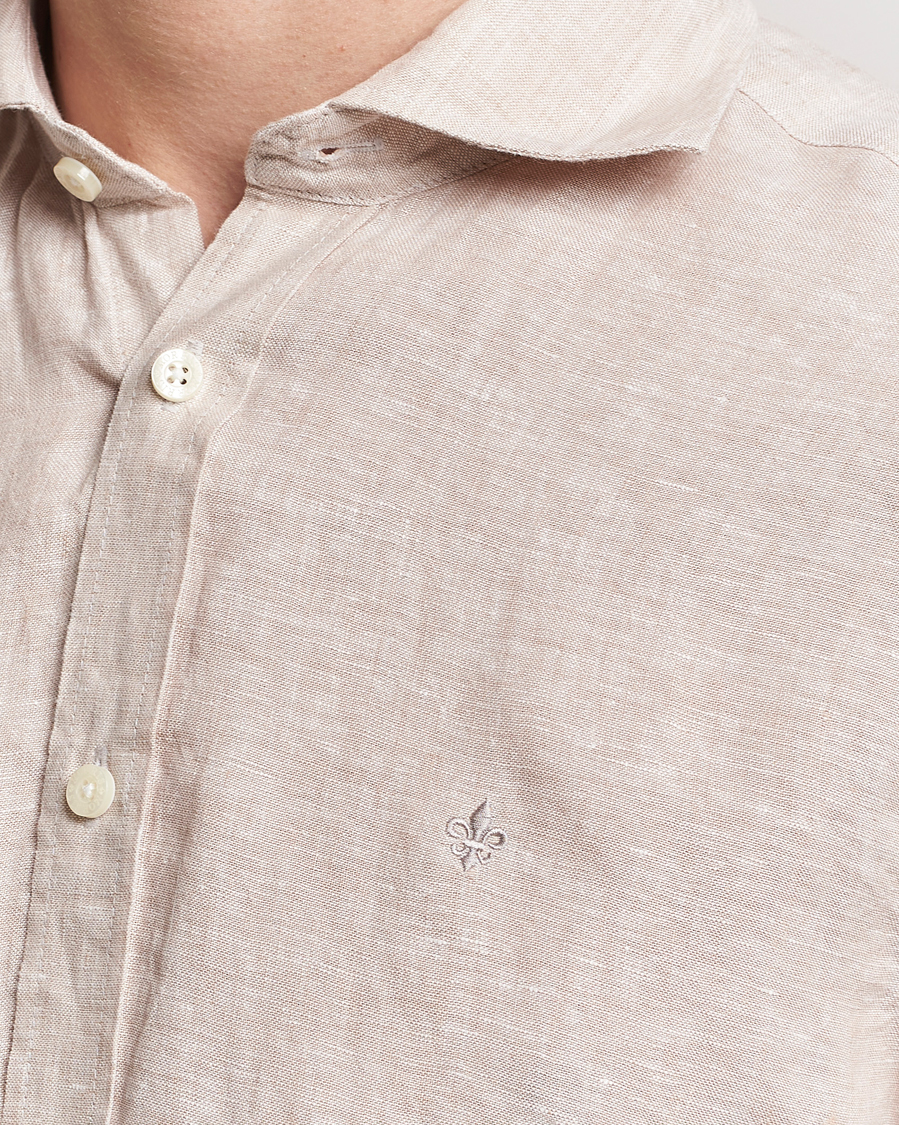 Herre | Skjorter | Morris | Slim Fit Linen Cut Away Shirt Khaki