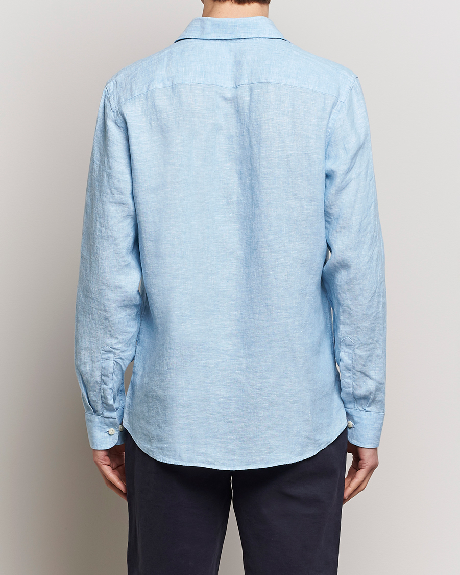 Herre | Skjorter | Morris | Slim Fit Linen Cut Away Shirt Light Blue