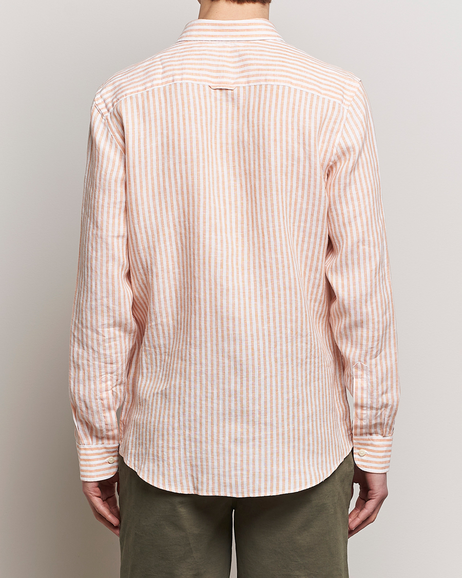 Herre | Skjorter | Morris | Douglas Linen Stripe Shirt Orange