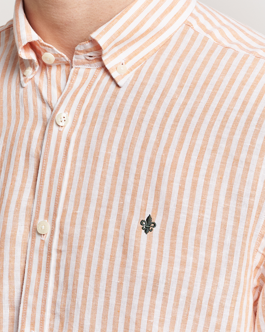 Herre | Skjorter | Morris | Douglas Linen Stripe Shirt Orange