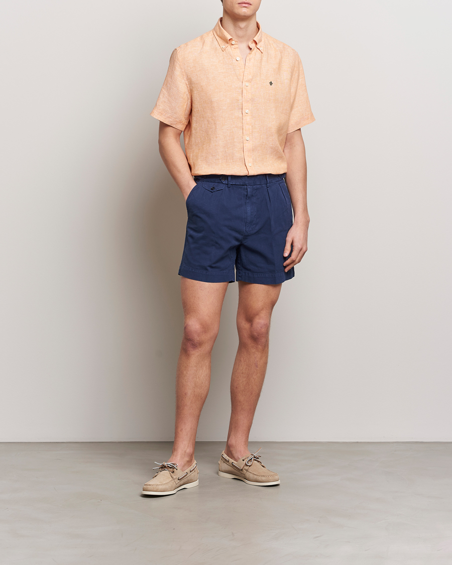 Herre | Skjorter | Morris | Douglas Linen Short Sleeve Shirt Orange