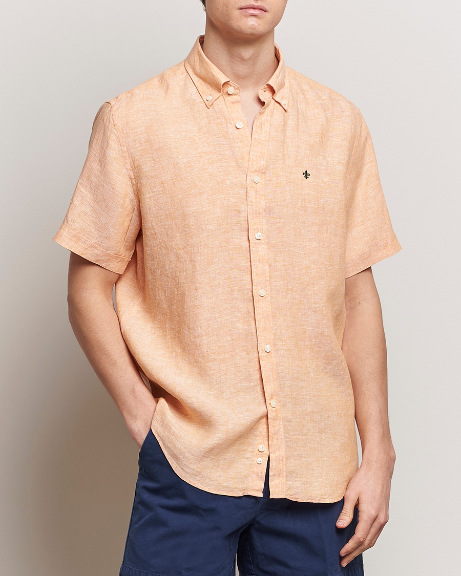 Herr | Morris | Morris | Douglas Linen Short Sleeve Shirt Orange