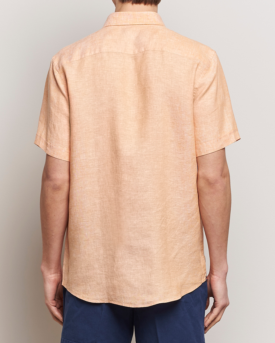 Herre | Skjorter | Morris | Douglas Linen Short Sleeve Shirt Orange