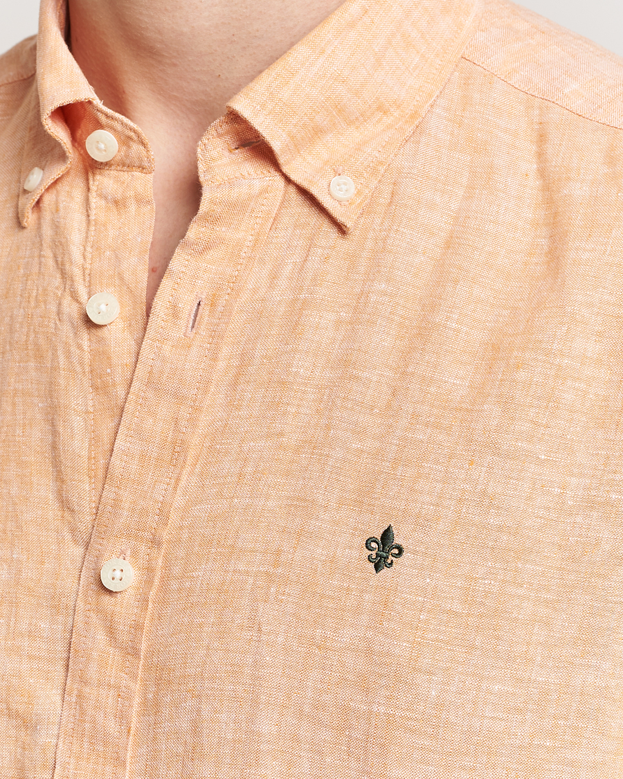Herre | Skjorter | Morris | Douglas Linen Short Sleeve Shirt Orange