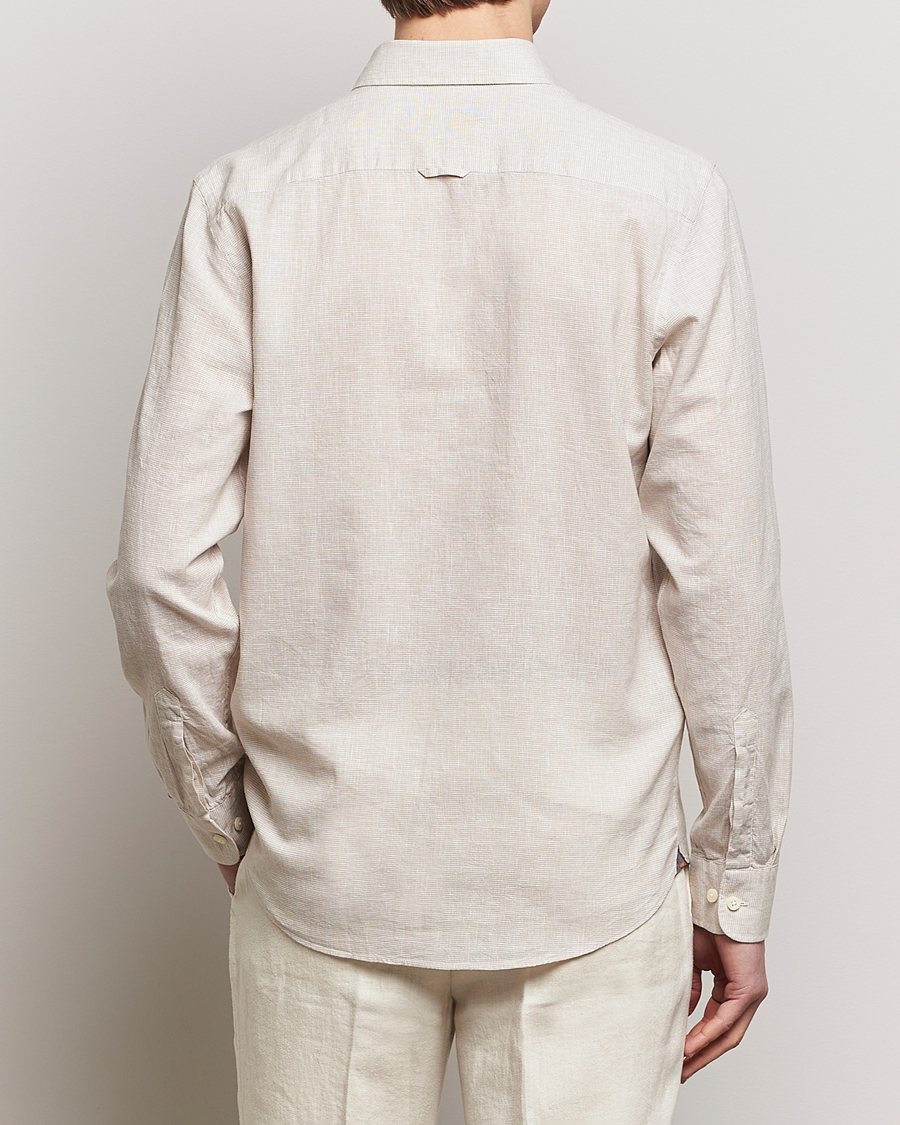 Herre | Skjorter | Morris | Slim Fit Linen Check Shirt Khaki