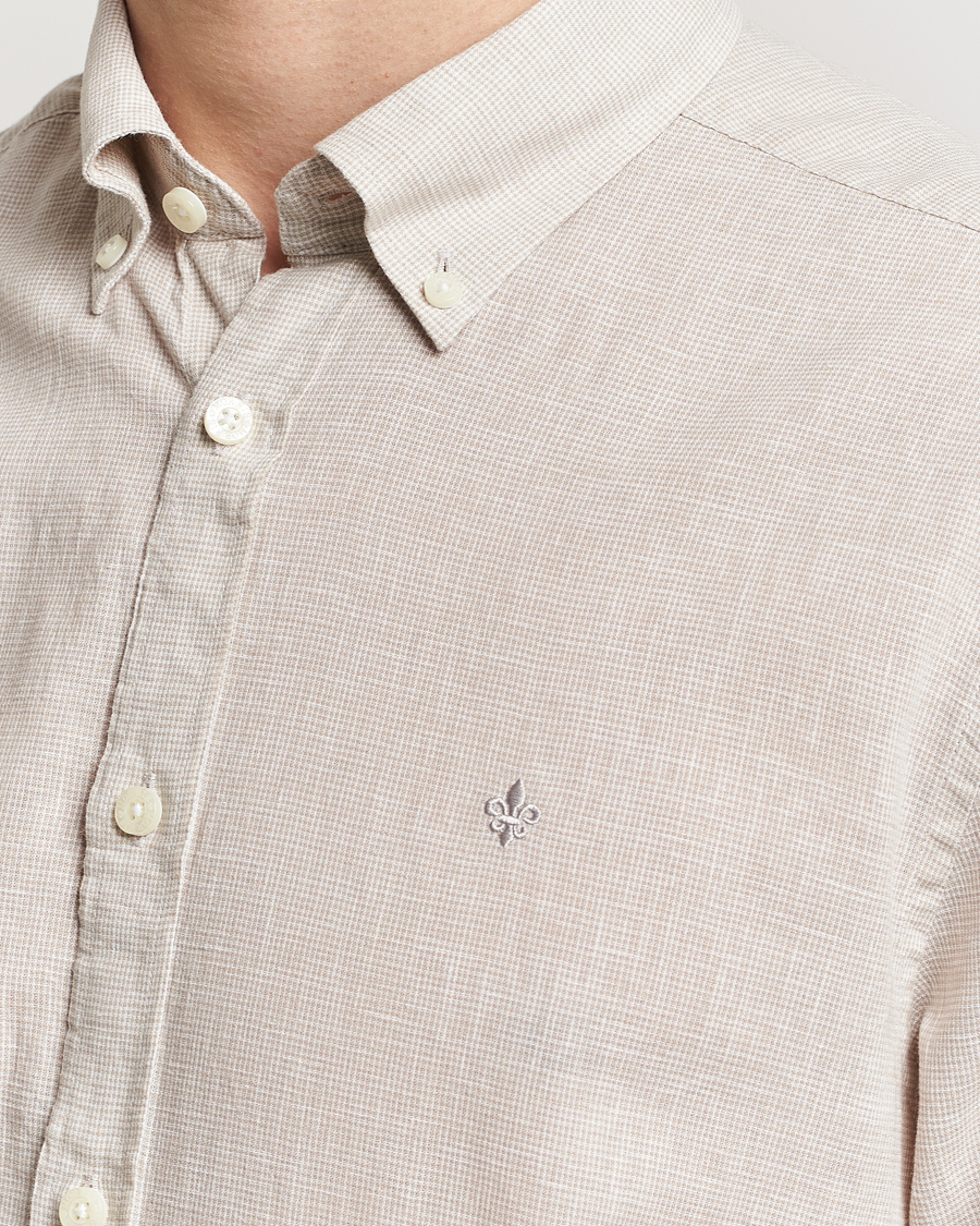 Herre | Skjorter | Morris | Slim Fit Linen Check Shirt Khaki