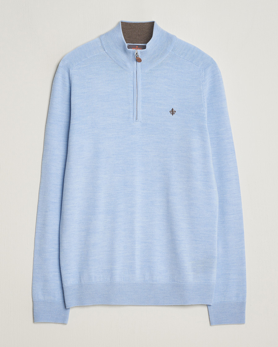 Herre | Gensere | Morris | John Merino Half Zip Light Blue