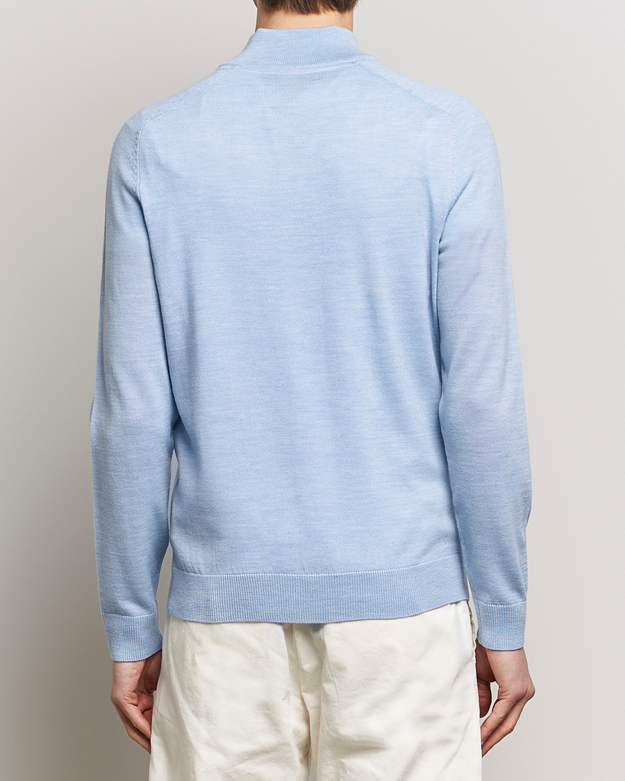 Herre | Gensere | Morris | John Merino Half Zip Light Blue