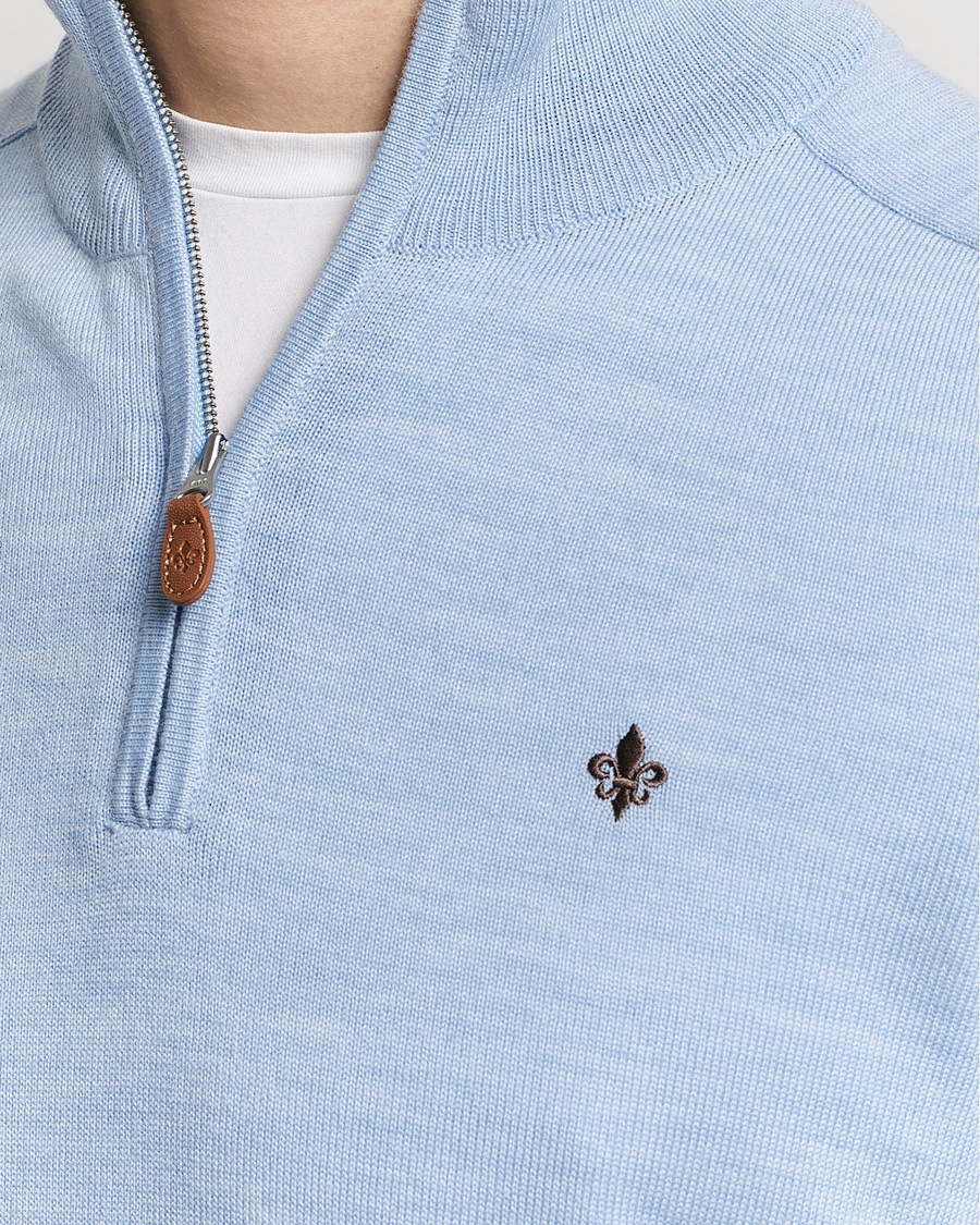Herre | Gensere | Morris | John Merino Half Zip Light Blue