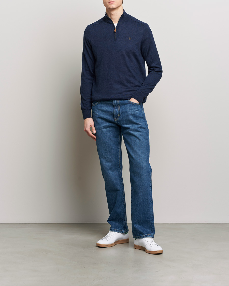 Herre | Gensere | Morris | John Merino Half Zip Blue