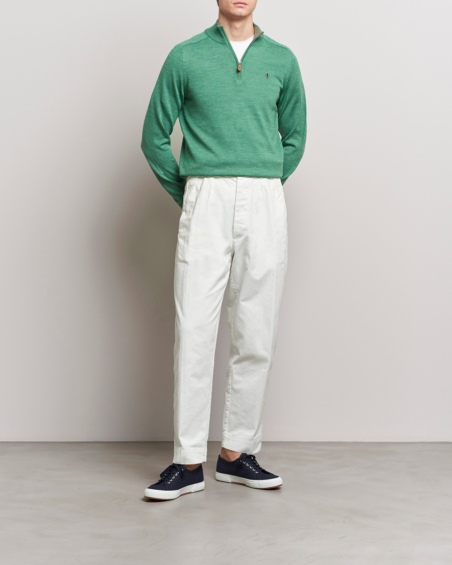 Herre | Gensere | Morris | John Merino Half Zip Light Green