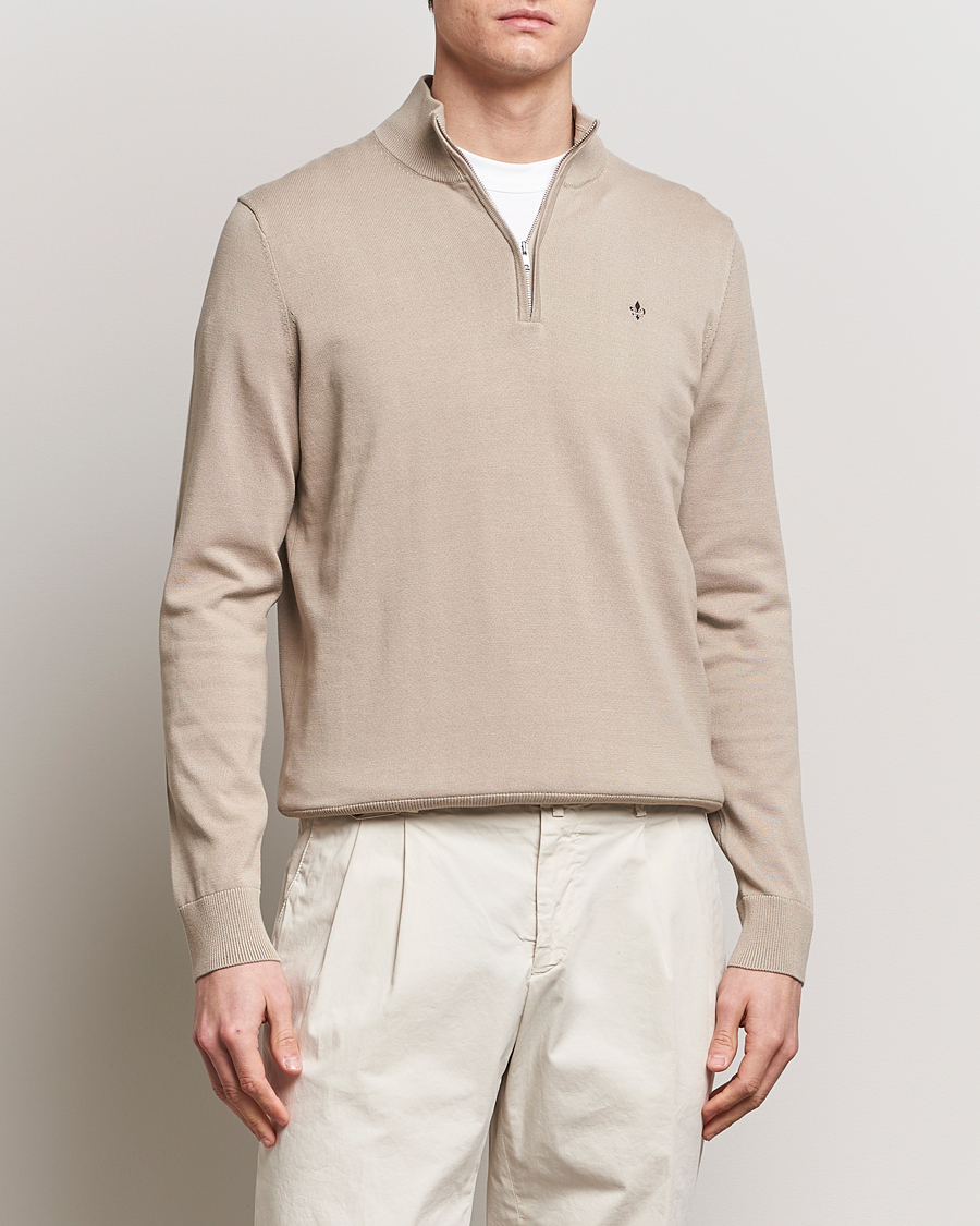 Herre | Formal Wear | Morris | Riley Cotton Half Zip Khaki