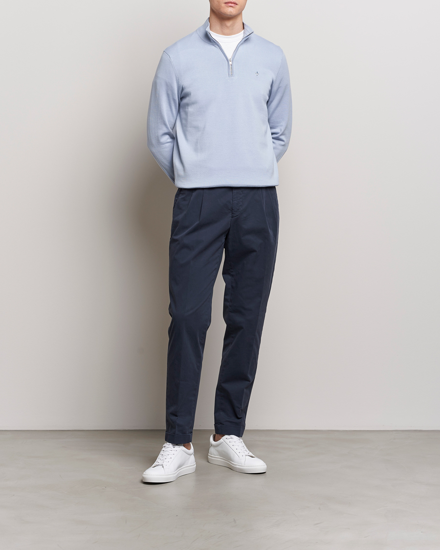 Herre | Gensere | Morris | Riley Cotton Half Zip Light Blue