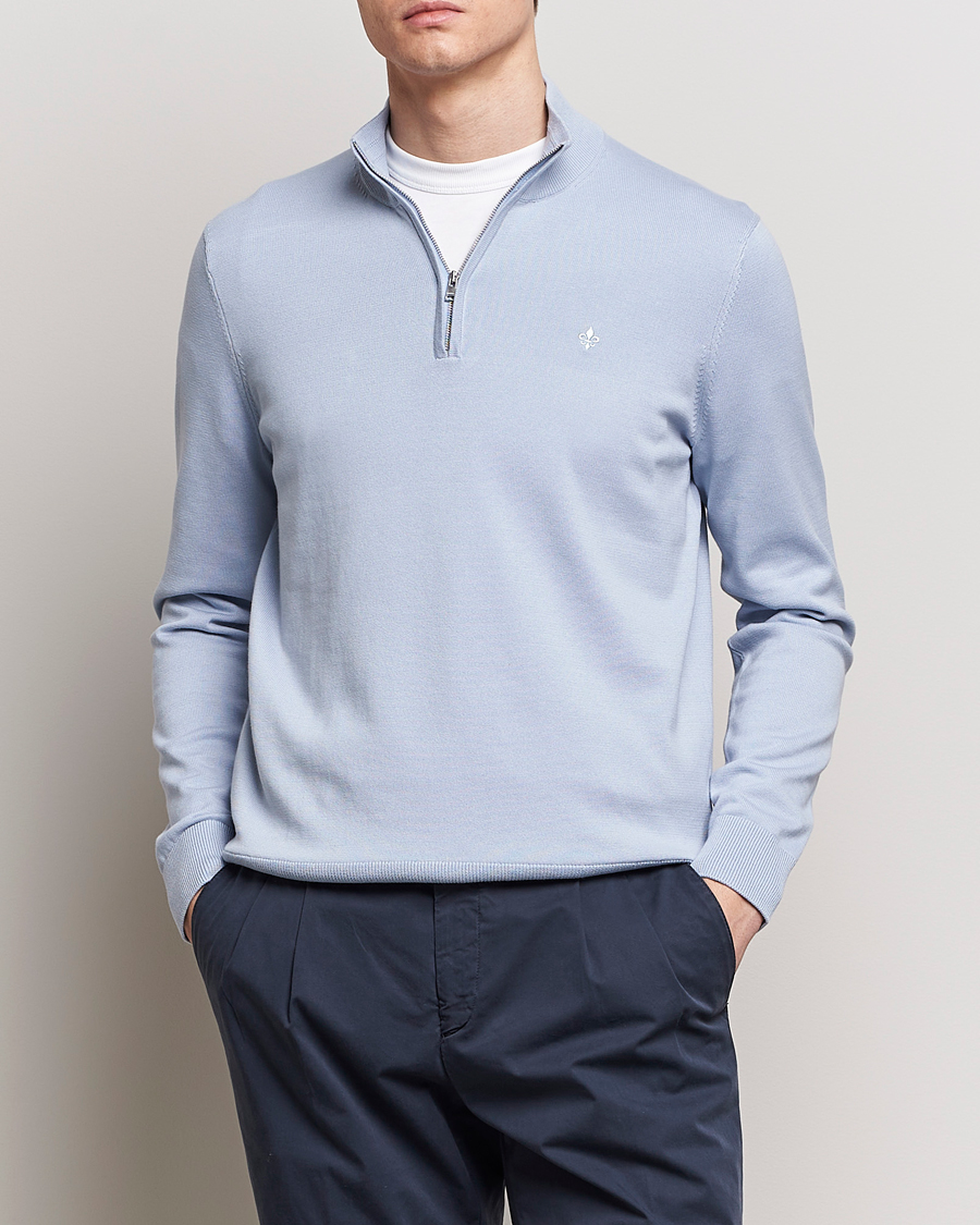 Herre |  | Morris | Riley Cotton Half Zip Light Blue