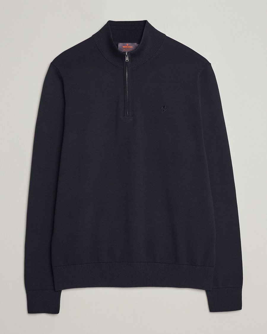Herre | Gensere | Morris | Riley Cotton Half Zip Navy