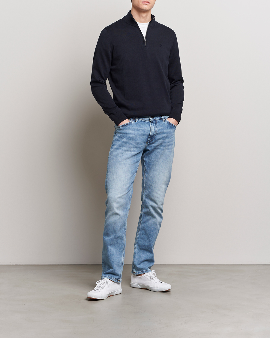 Herre | Gensere | Morris | Riley Cotton Half Zip Navy