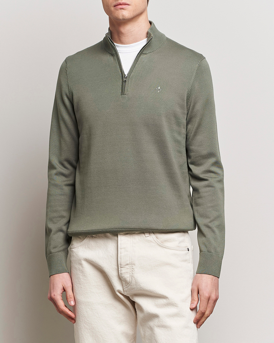 Herre | Formal Wear | Morris | Riley Cotton Half Zip Green