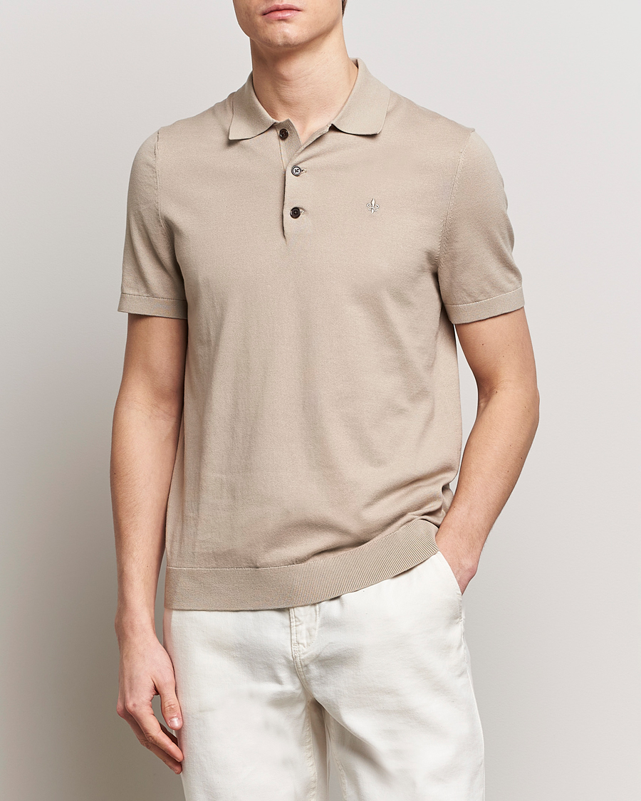 Herre | Nytt i butikken | Morris | Cenric Cotton Knitted Short Sleeve Polo Khaki