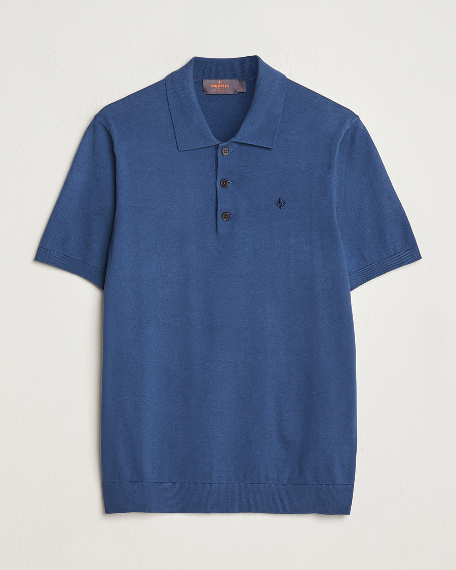 Herre | Gensere | Morris | Cenric Cotton Knitted Short Sleeve Polo Navy