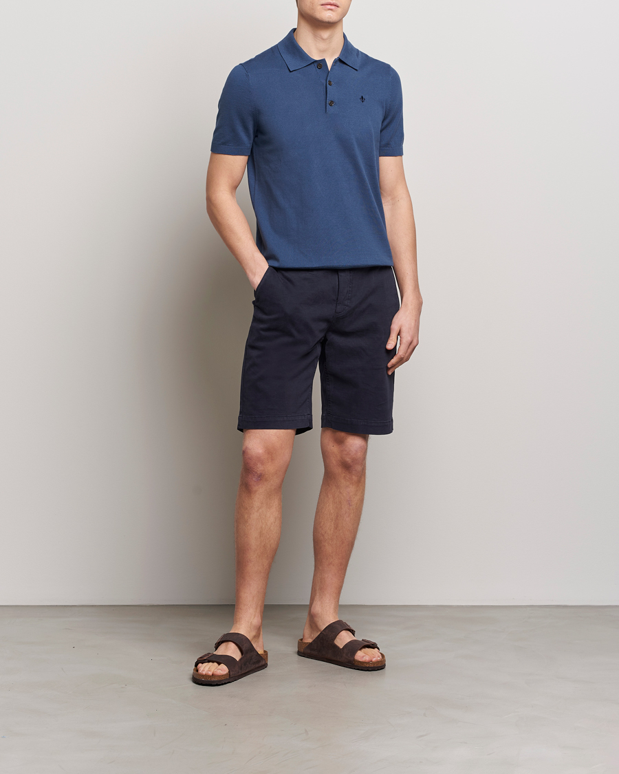 Herre | Gensere | Morris | Cenric Cotton Knitted Short Sleeve Polo Navy