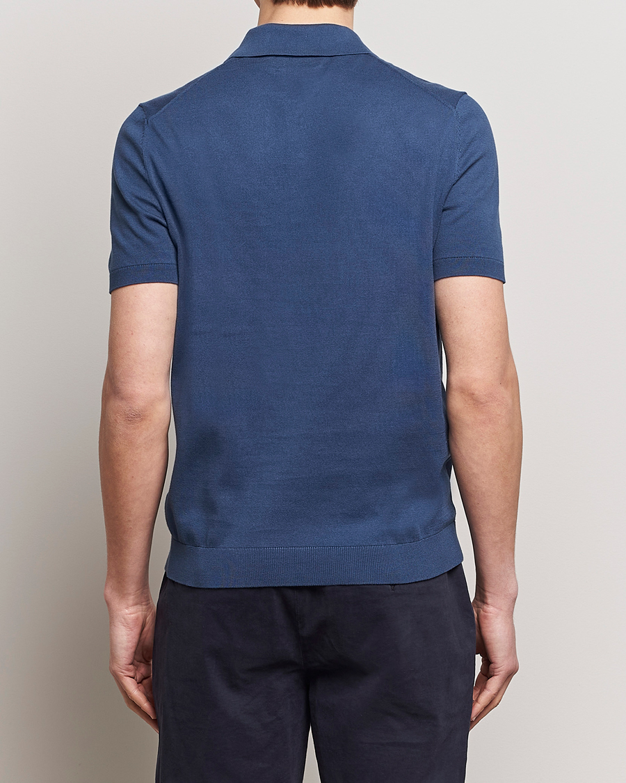 Herre | Gensere | Morris | Cenric Cotton Knitted Short Sleeve Polo Navy