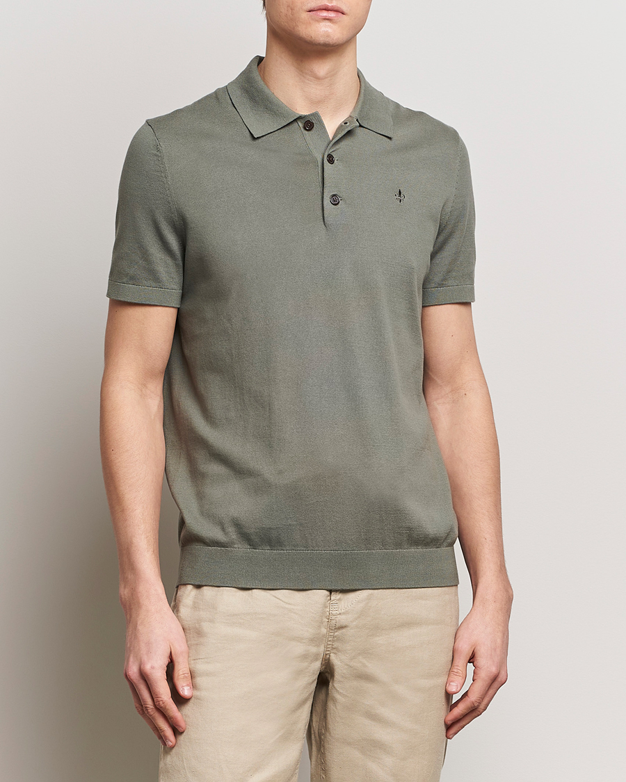 Herre | Nytt i butikken | Morris | Cenric Cotton Knitted Short Sleeve Polo Green