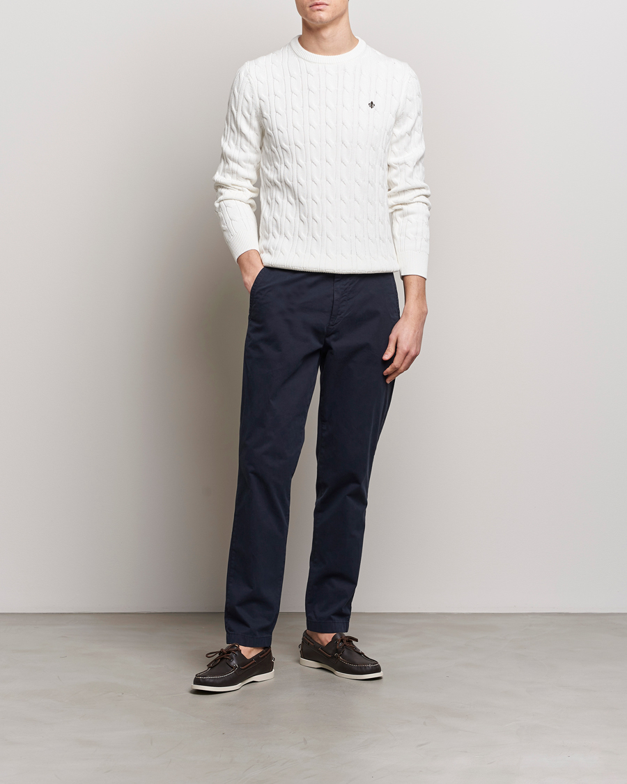 Herre | Gensere | Morris | Ethan Cotton Cable Crew Neck Off White