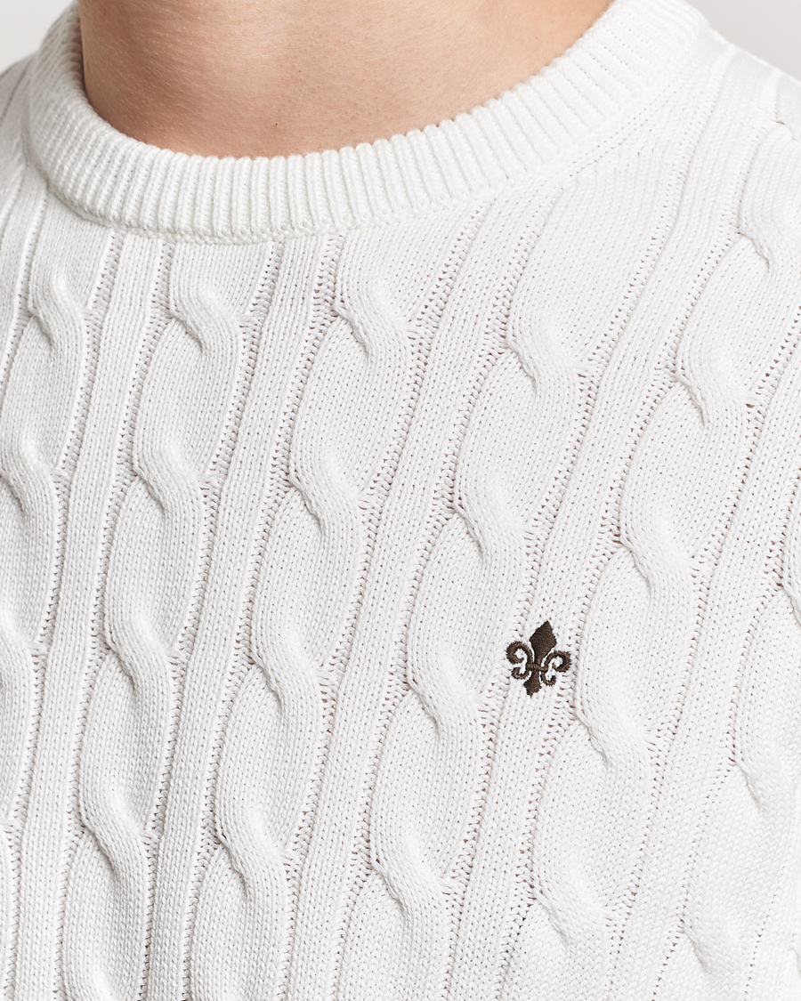 Herre | Gensere | Morris | Ethan Cotton Cable Crew Neck Off White