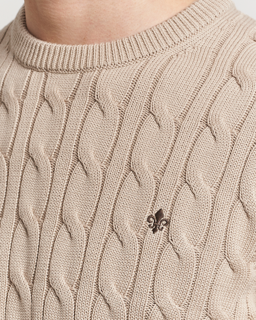 Herre | Gensere | Morris | Ethan Cotton Cable Crew Neck Khaki