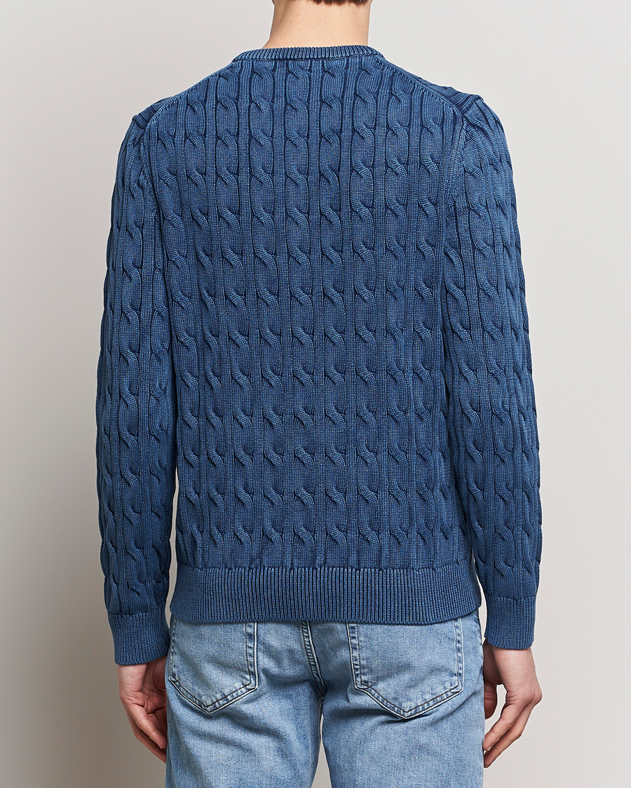 Herre | Gensere | Morris | Ethan Cotton Cable Crew Neck Blue