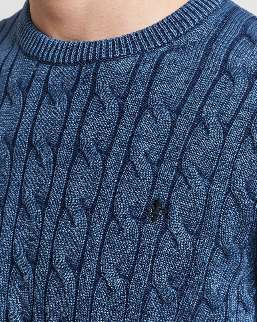 Herre | Gensere | Morris | Ethan Cotton Cable Crew Neck Blue