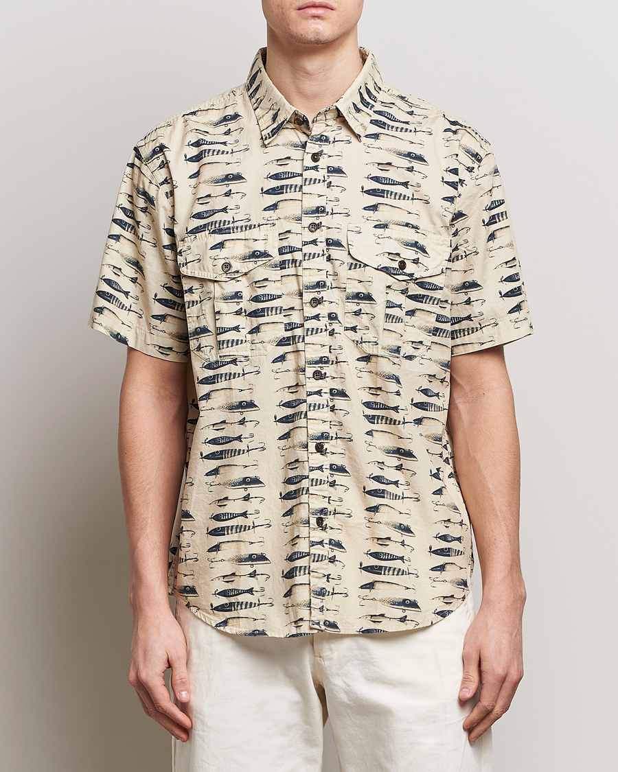 Herre | Active | Filson | Washed Short Sleeve Feather Cloth Shirt Natural
