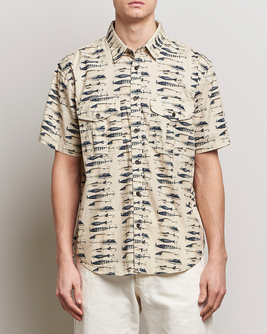 Herre | Klær | Filson | Washed Short Sleeve Feather Cloth Shirt Natural