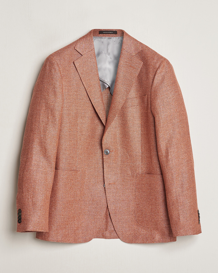 Herre | Dressjakker | Oscar Jacobson | Ferry Hopsack Hemp/Wool Blazer Orange