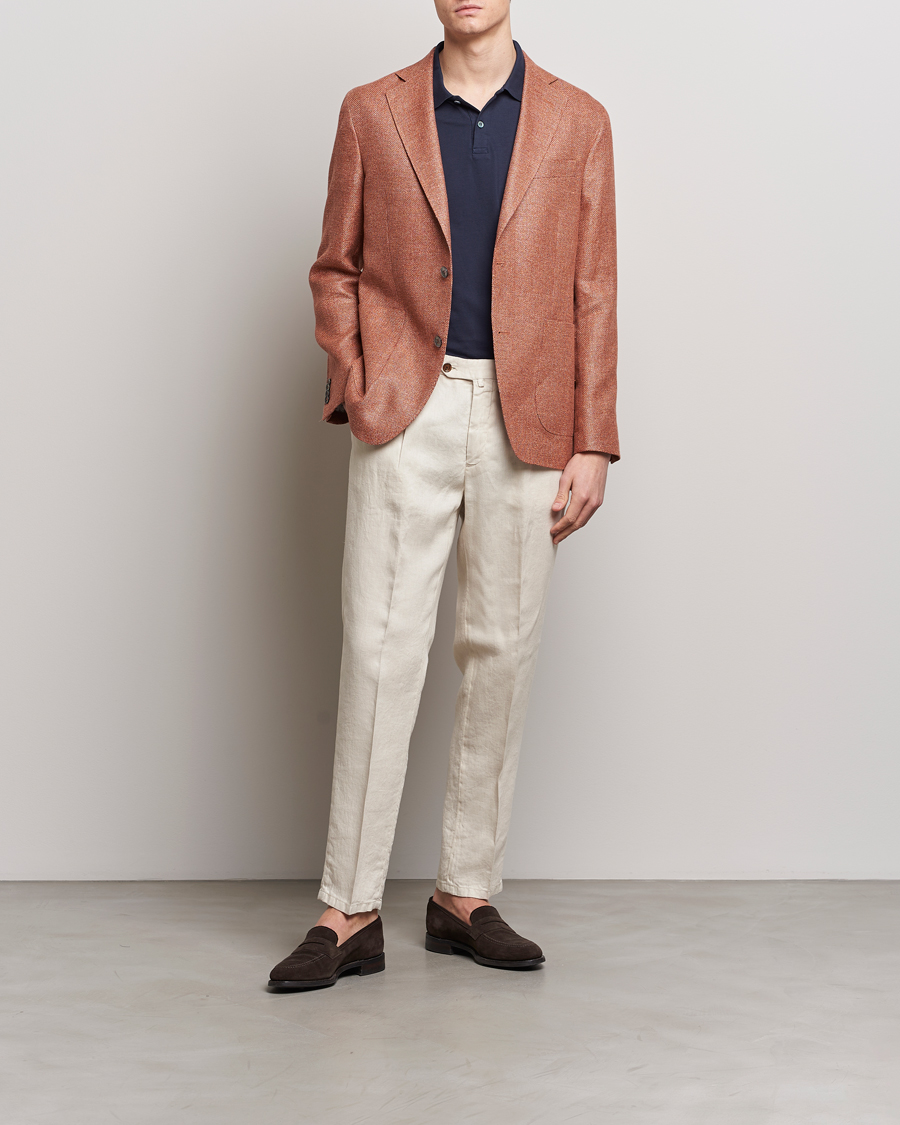 Herre | Dressjakker | Oscar Jacobson | Ferry Hopsack Hemp/Wool Blazer Orange